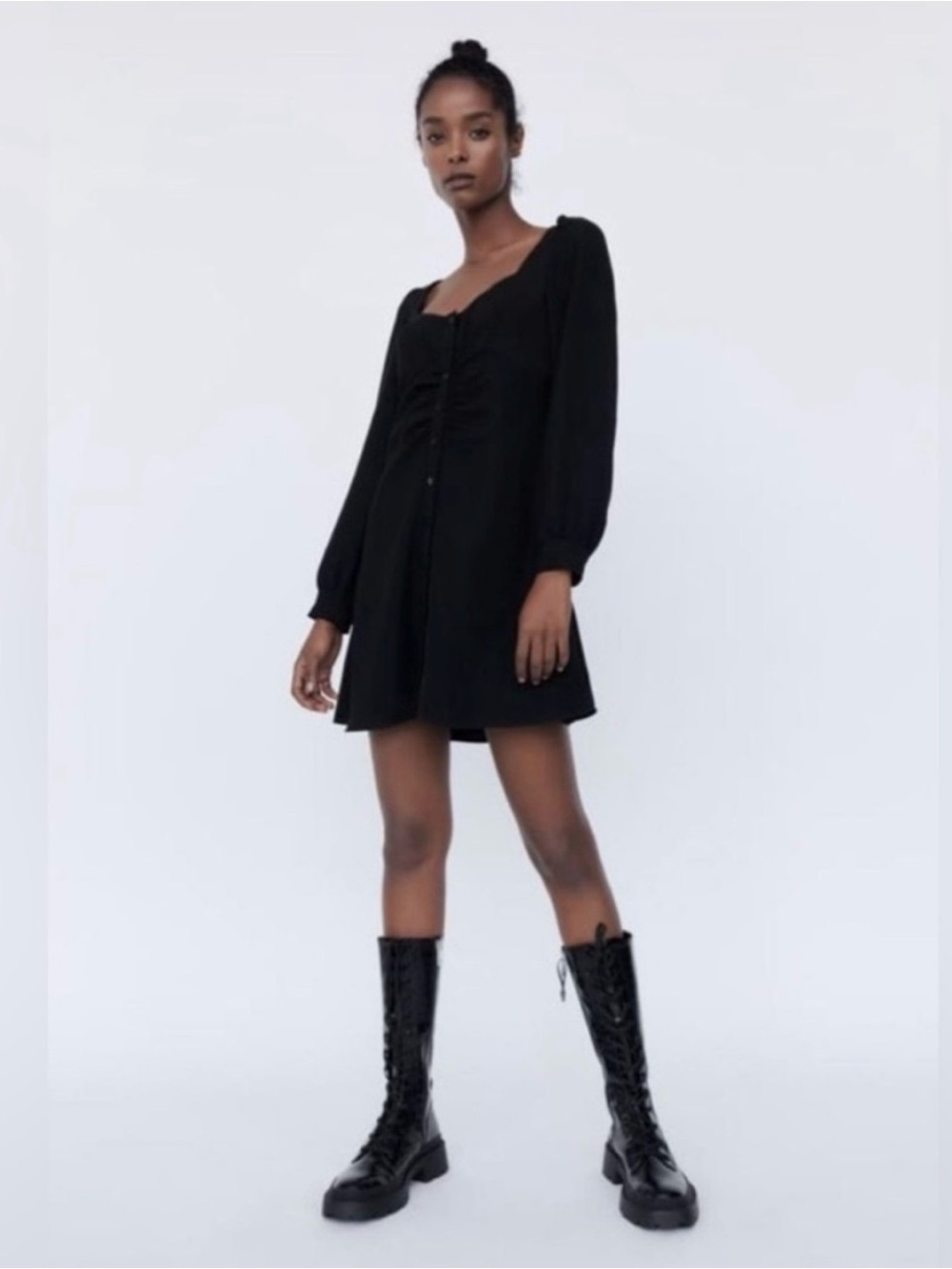 Zara Black Sweetheart-Neckline Mini Dress